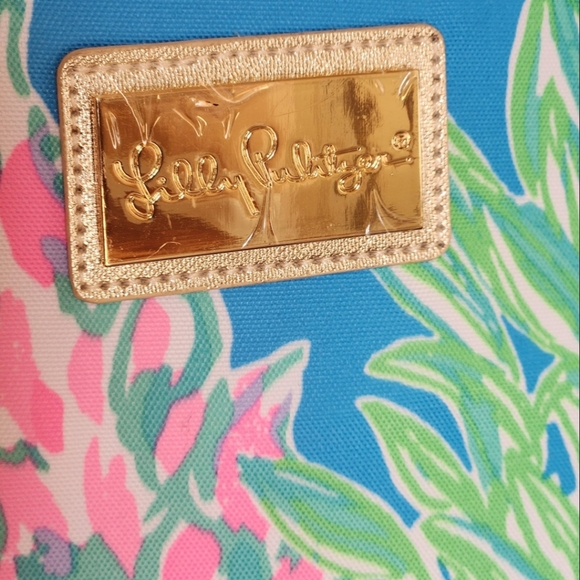 LILLY PULITZER insuleted wine carrier,  cooler, picnic,  beach tote colorful pin - Picture 7 of 13